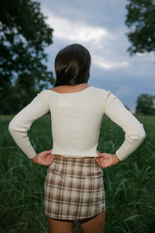 Cream Draped Shoulder Sweater Top