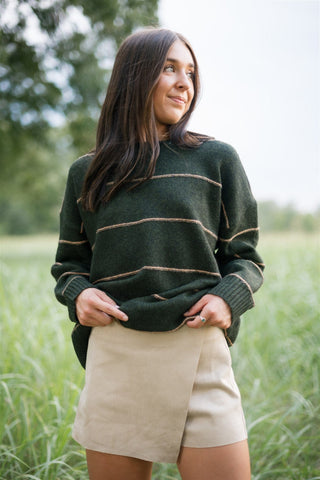 Taupe Faux Wrap Suede Skort