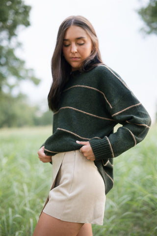 Taupe Faux Wrap Suede Skort