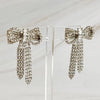 Silver Rhinestone Bow Drop Earrings