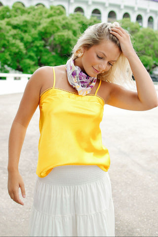Golden Satin Square Neck Cami