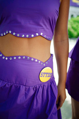 Purple Sequin Trim Maxi Skirt Set