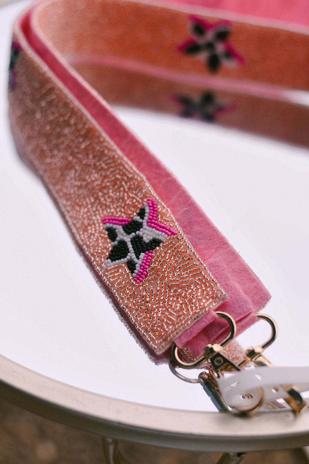 Pink Star Beaded Bag Strap