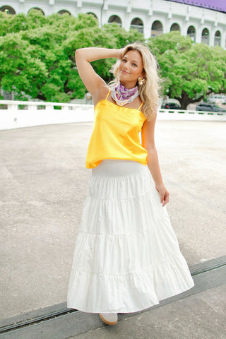 Golden Satin Square Neck Cami