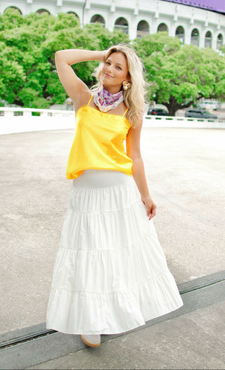 Golden Satin Square Neck Cami