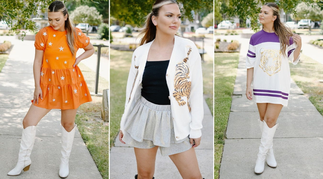 women's trendy sparkly gameday football looks collection
