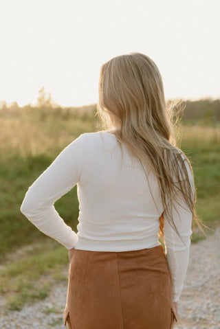 White Fitted Long Sleeve Top