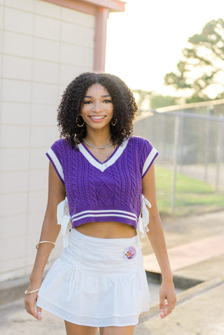 White Ruffle Detail Mini Skort