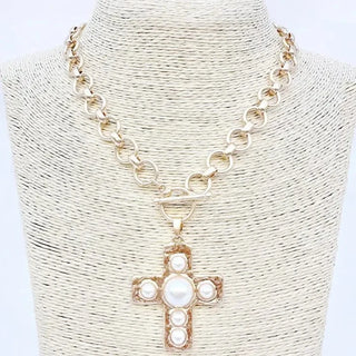 Gold Chain Link Cross Necklace