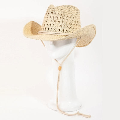 Beige Braided Straw Cowgirl Hat