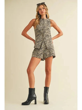 Tiger Print Vest & Short Set