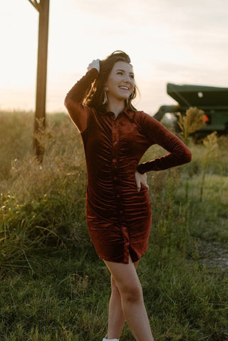 Amber Velvet Ruched Dress from Select Trends Boutique