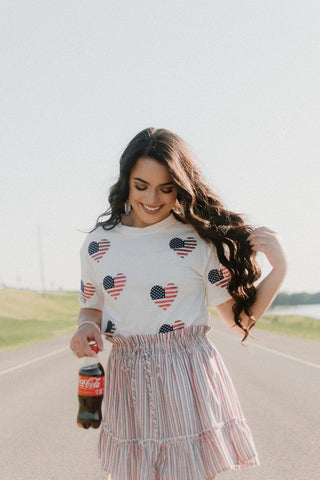 American Flag Heart Sequin Tee | Select Trends Boutique