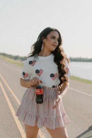 American Flag Heart Sequin Tee | Select Trends Boutique