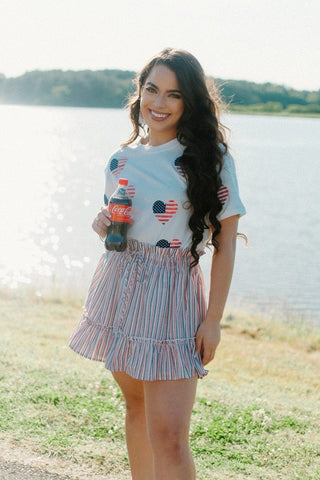 American Flag Heart Sequin Tee | Select Trends Boutique
