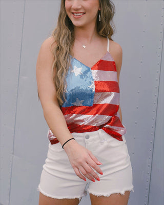 American Flag Sequin Cami