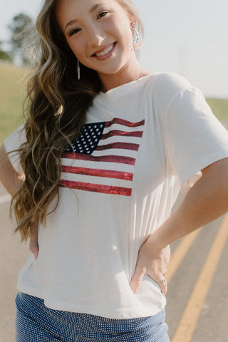 American Flag Sequin Tee