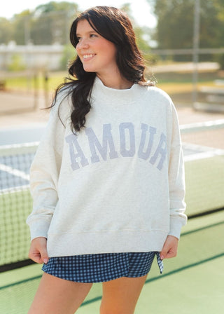 Amour Gray Mock Neck Sweatshirt | Select Trends Boutique