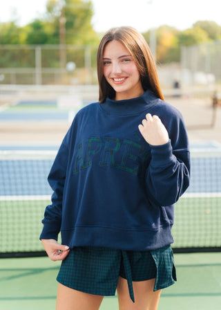 Apres Navy Mock Neck Sweatshirt | Select Trends Boutique