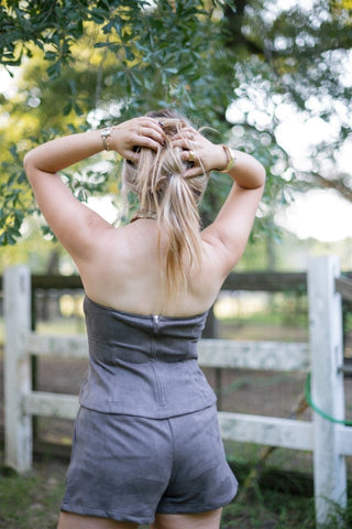 Ash Brown Suede Short Set - Select Trends Boutique