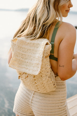 Beach Bummin' Straw Backpack