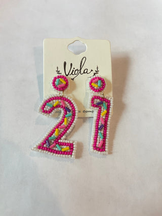 Beaded 21st Birthday Earring | Select Trends Boutique