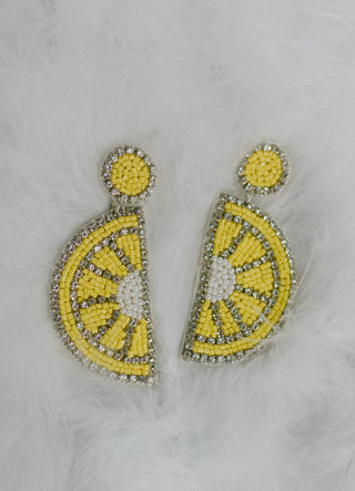 Beaded Lemon Slice Earrings