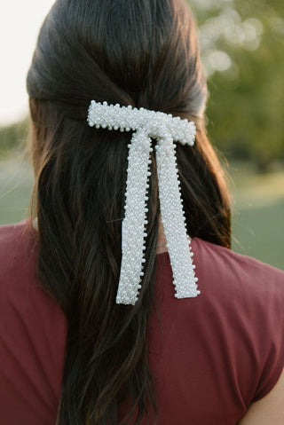 Beaded Pearl Hair bow | Select Trends Boutique