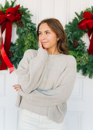 Beige Balloon Sleeve Sweater - Select Trends Boutique