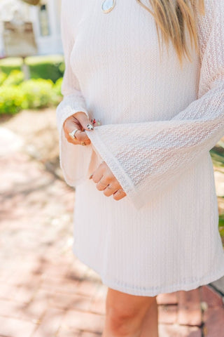 Beige Bell Sleeve Low Back Mini Dress | Select Trends Boutique