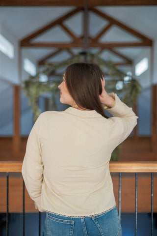 Beige Button Front Pleated Blouse - Select Trends Boutique