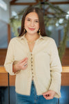 Beige Button Front Pleated Blouse - Select Trends Boutique
