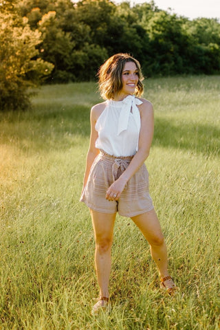 Beige Don't Make Plans Shorts from Select Trends Boutique