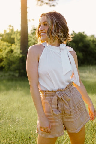 Beige Don't Make Plans Shorts from Select Trends Boutique