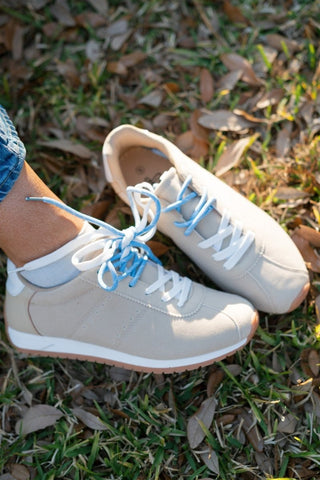 Beige Double Lace Sneakers - Select Trends Boutique