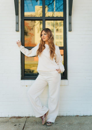 Beige Fleece Pullover & Pant Set | Select Trends Boutique