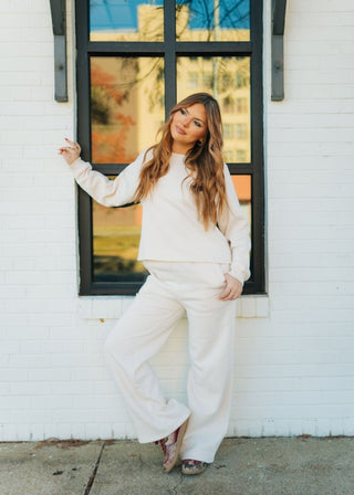 Beige Fleece Pullover & Pant Set | Select Trends Boutique