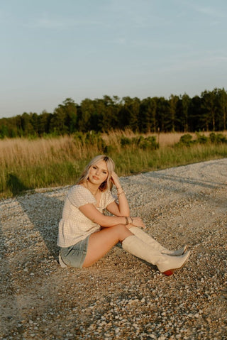 Beige Gingham Babydoll Top | Select Trends Boutique