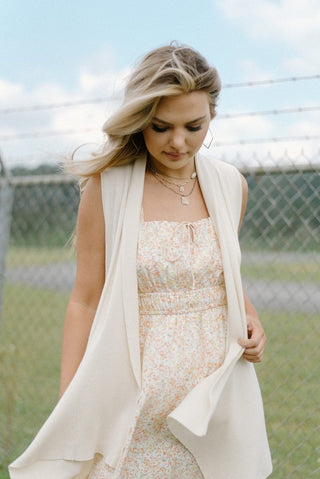 Beige Knit Sleeveless Cardigan | Select Trends Boutique
