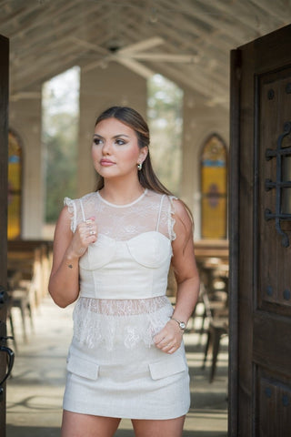 Beige Lace Corset Top - Select Trends Boutique