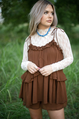 Beige Lace Long Sleeve Top - Select Trends Boutique