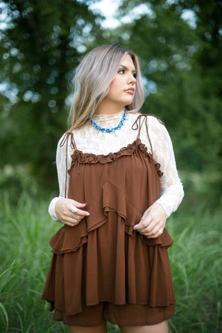 Beige Lace Long Sleeve Top | Select Trends Boutique