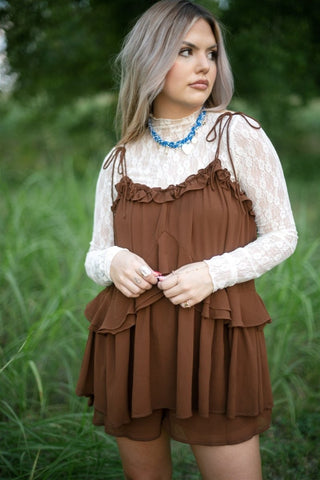Beige Lace Long Sleeve Top | Select Trends Boutique