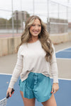 Beige Long Sleeve Front Seam Sweater