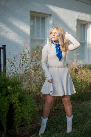 Beige Ribbed Pleated Sweater Dress | Select Trends Boutique
