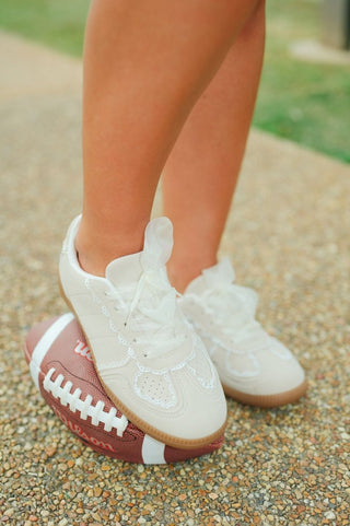 Beige Ribbon Lace Sneakers | Select Trends Boutique