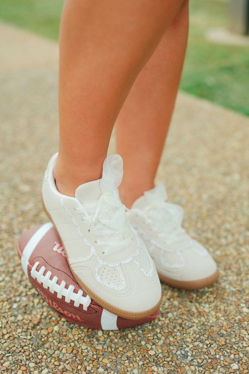 Beige Ribbon Lace Sneakers