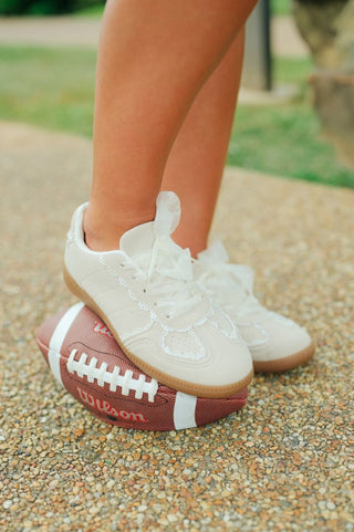 Beige Ribbon Lace Sneakers | Select Trends Boutique