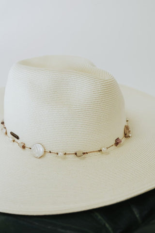 Beige Seashell/Pearl Beach Hat | Select Trends Boutique