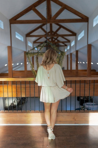 Beige Short Sleeve Flowy Romper - Select Trends Boutique